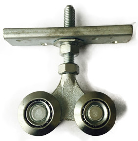 Zinc Plated Wooden Hanging Door Roller Rail 200KG Load With 4 Rollers Or 2