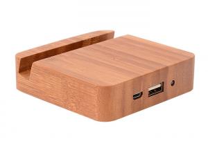 Quality 5200mAh Wooden Power Bank , Wireless Charging Bank With Holder Function for sale