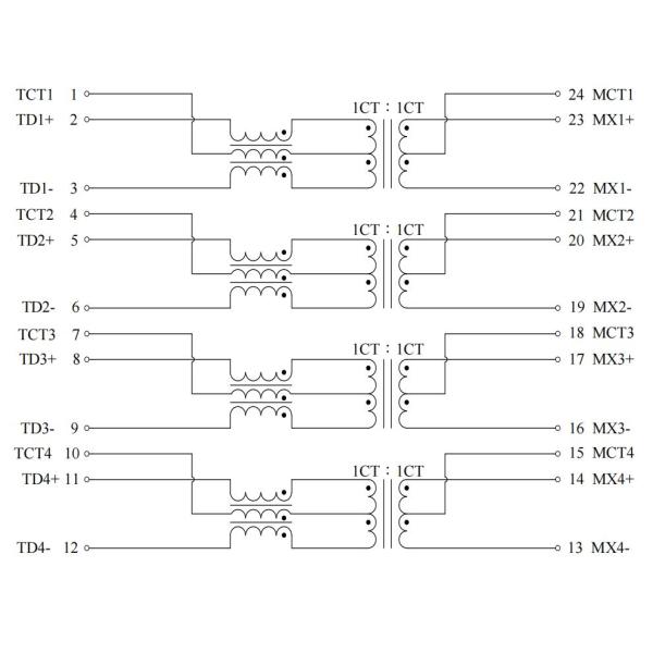 L22H006-4 10G Base - T Single Port LAN Transformer Modules PoE 90W