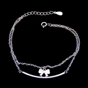 Quality Double Chains Plain Silver Bracelet Bow Rosettle Butterfly 925 Silver for sale
