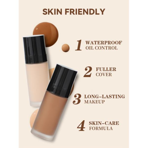 Private Label 10 Colors Creamy Full Coverage Waterproof Vegan Long Lasting Moisturizing Liquid Foundation for Dark Skin