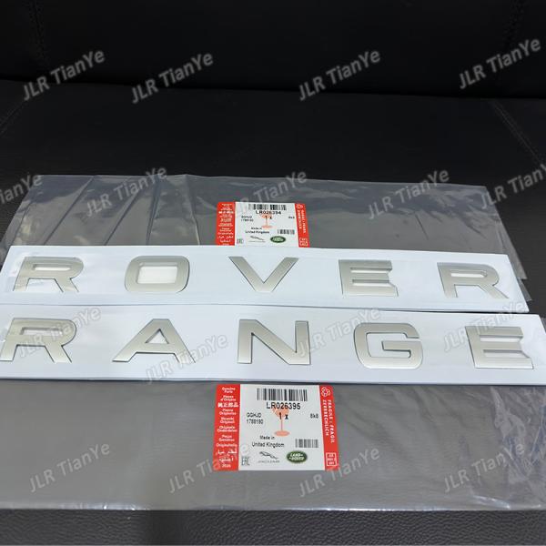 Silver front and rear vehicle logo letter stickers RANGE ROVERLR088856/LR088862/LR026394LR066696/LR045916/LR026395