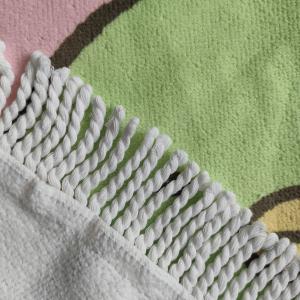 Hotsale round microfiber custom poncho towel kids printing beach tassel poncho