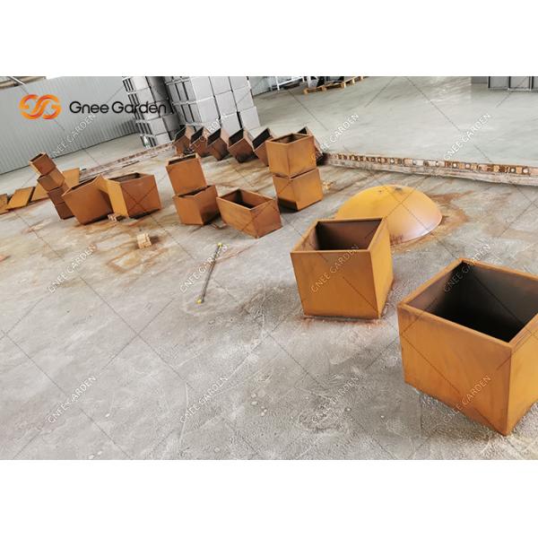 New Style Square Shape Metal Flower Pot Cubic Garden Corten Steel Planter for Graden