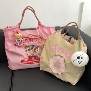 EMBROIDERED REUSABLE BAG SHOPPING BAG NYLON HAND BILL SHOULDER CROSSBODY BAG FOR