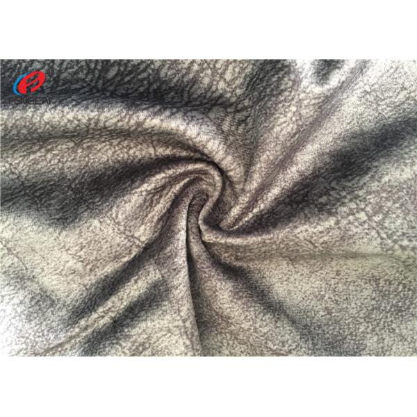 Buy Upholstery 100% Polyester Brushed Fabric , Gray Printed Sofa Velvet Fabric at wholesale prices