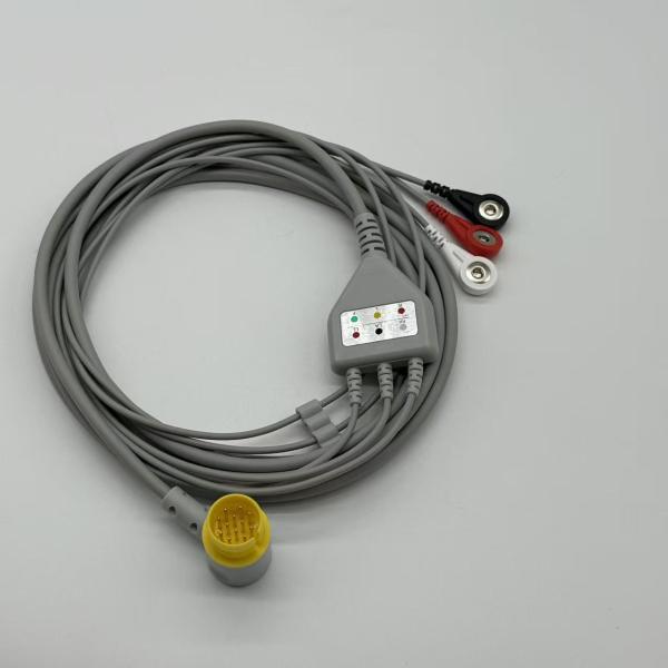 Lifegain CU-HD1 12Pin One Piece ECG Cable 3 Leads AHA Snap