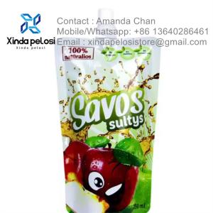 Free Sample Custom Juice Pouch Jelly Food Packaging Liquid Bag Stand Up Pouch
