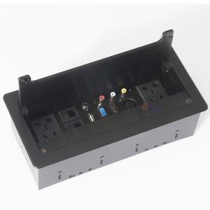 Aluminum alloy flip up brush office desk power socket box