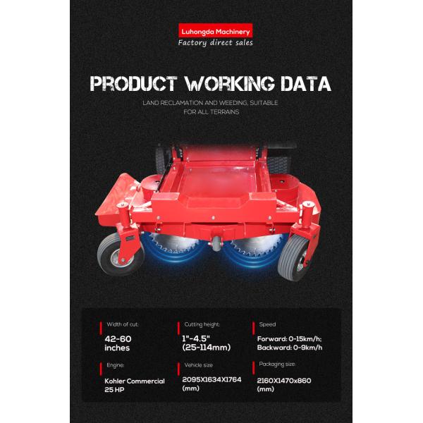 Best Industrial Ride on Zero Turn Mower 52 Cutting Width Hydraulic Steering Commercial Lawn Care Equipment Sale