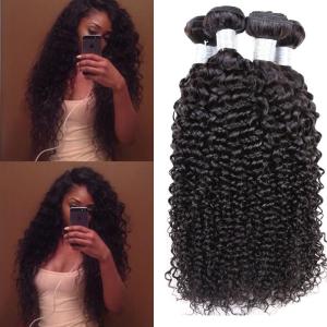 Kinky Curly Peruvian Human Hair Weave , 6A / 5A Peruvian Virgin Hair For Aunty