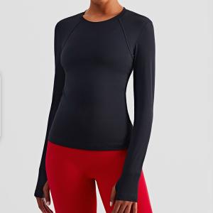 Long Sleeve Crew Neck Women Equestrian Tops Running Fitness Breathable