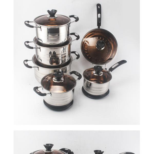 The New Listing 12 PCS Stainless Steel Cooking Set Pots And Pans Cookware Sets Cooking Soup Pots Set