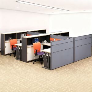 Customized Modular 4 Person Office Partition Table Luxury Workstation For Office