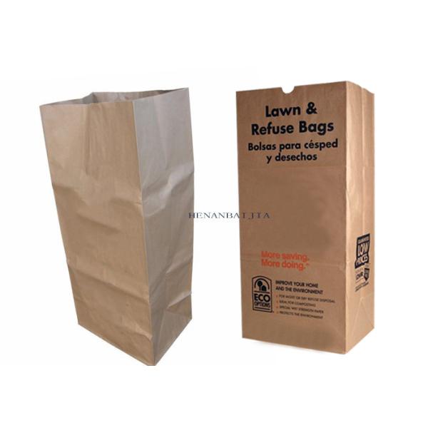 Large Brown Lawn And Leaf Paper Bag Leak Resistant Poly Lined Wet Waste Refuse