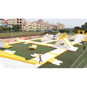 Customized Sea Or Lake 0.9mm Fireproof Inflatable Water Park Climbing Wall
