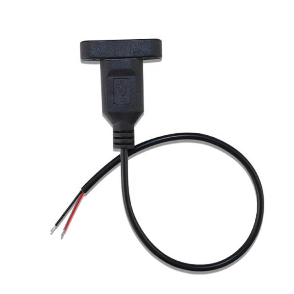 Custom Panel Mount USB A Female to Bare Wire Tinned Open End Cable