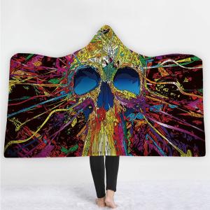 Quality Skull children's adult hooded blanket velvet fabric rectangular hand washable for sale