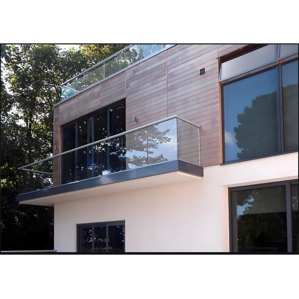 Modern Tempered Glass Balcony Railing Slim Profile Indoor Outdoor