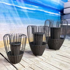 Floor Rattan Cover Flower Pot with Zinc Basin Inside and Advanced Technology