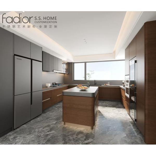 Urban Wood Grain Walnut Series Fadior Stainless Steel Custom Kitchen