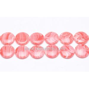 Red Synthetic Striped Turquoise Puffy Coins Gemstone Bead Jewellery