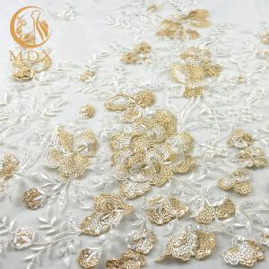 High Quality Soft Embroidered Mesh Lace Fabric Sequins 20% Polyester