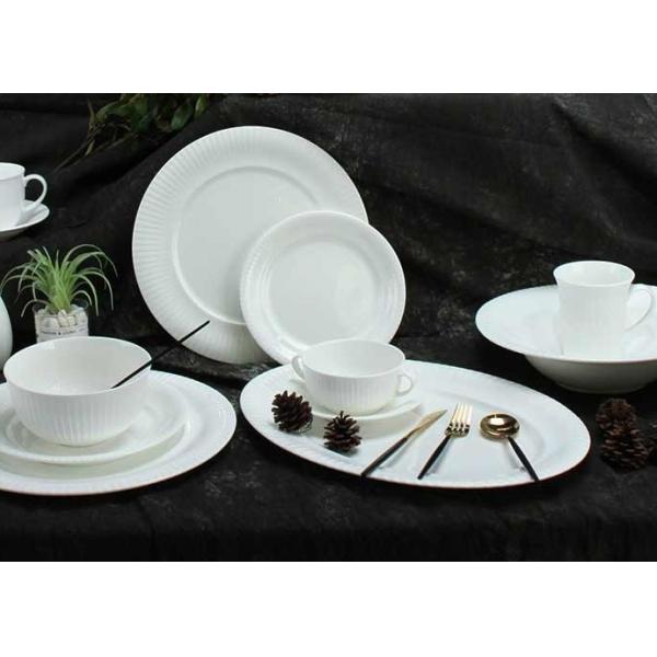 Buy Wear Resistant Emboss Bone China Dinnerware Set 40 Pieces at wholesale prices