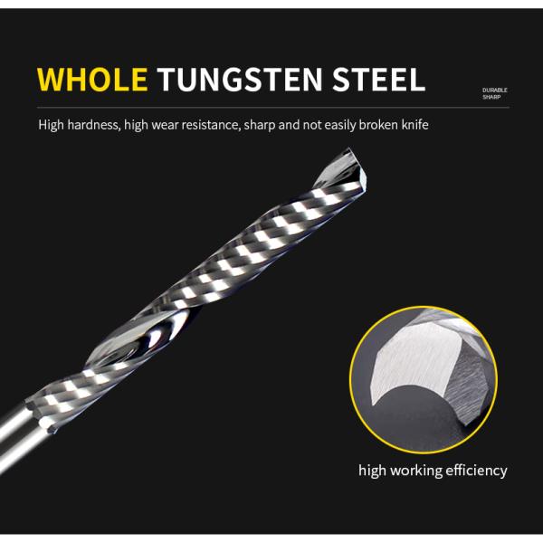 Solid Carbide 8mm Shank One Flute 1/8 End Mill Wood Spindle Cutter Acrylic CNC Router Bit Cutter Aluminium Cutter Bit