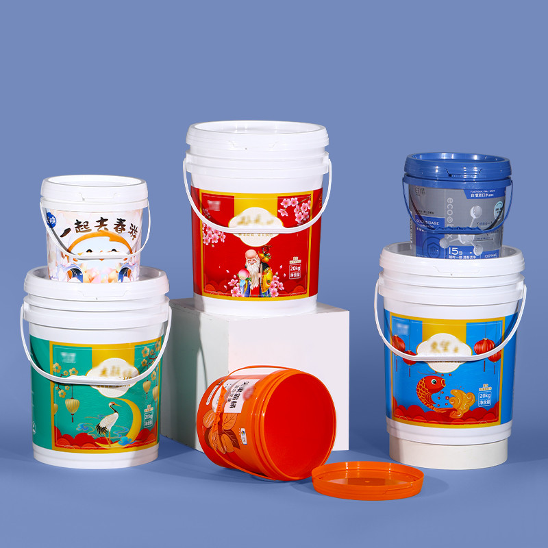 Quality 100% Material Colorful Round Plastic Pail Jar with Lid and Handle Supplied Sample for sale