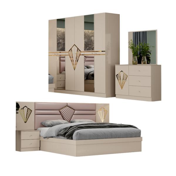 Cheap High Quality Master Room Wood Frame Double Bed Set Home Modern Luxury Complete Wooden King Size Bedroom Sets Furniture