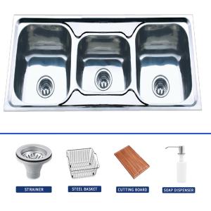 China Durable Stainless Steel Kitchen Sink Double Bowl With Overflow on sale