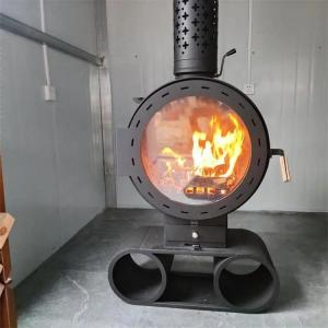 Modern Wall Mounted Wood Burning Stove Suspended Fireplace For Living Room Wheel