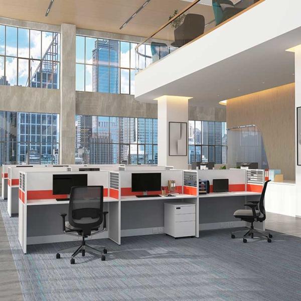 Commercial Office Furniture Partitions Workstation Desk For Four People