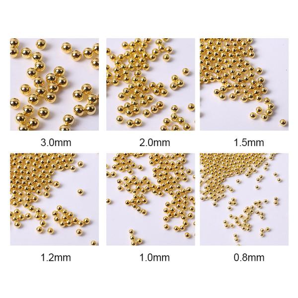 Wholesale 6 Grid Mixed Metal Round Bead nail charms in bulk Small Steel Balls 3d Nail Art Decorations Caviar Bead
