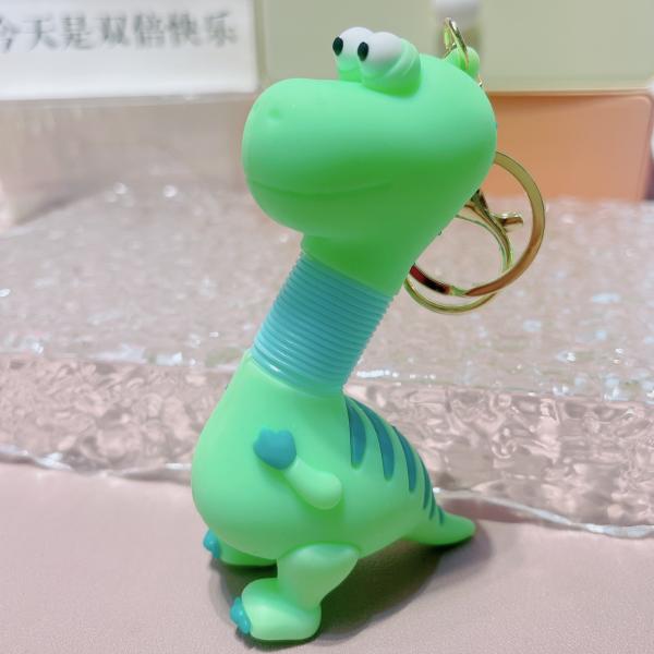 Year Gift Tastless Animal Silicone Stainless Steel Pendant Keychain with Cartoon Design