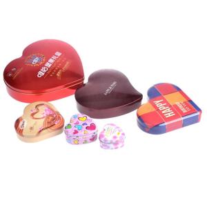 Heart Shape Gift Tin Box Packaging Glossy Printing Embossed Logo
