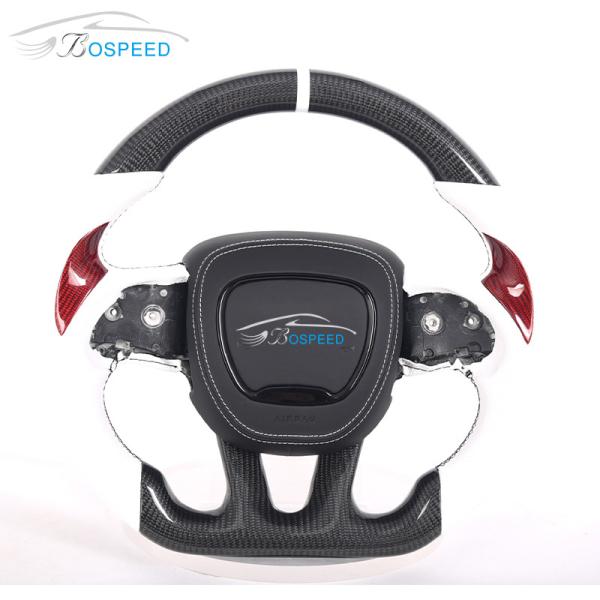 Buy Custom White Carbon Fiber Challenger Steering Wheel Smooth Leather at wholesale prices