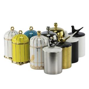 Customized Printing Decal Ceramic Candle Jar , Multi Color Porcelain Candle