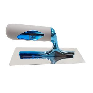 Quality Blue Stainless Steel Trowel Plastic Soft Rubber Handle Plastering Finishing Trowel for sale