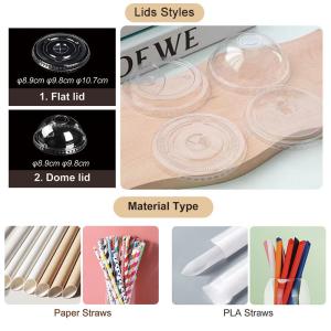 Custom Printed Bio 100% Compostable PLA Transparent Cup Disposable Smoothie