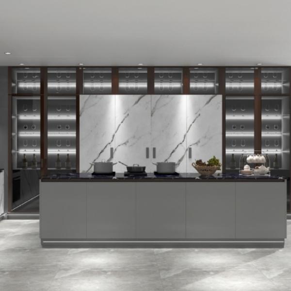 Buy Woodgrain Modern Kitchen Cabinet Unassembled Handleless Furniture at wholesale prices