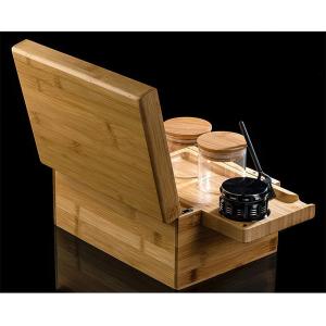 Bamboo Storage Box Set with Herbal Grinder Stash Jar Rolling Tray and Pocking