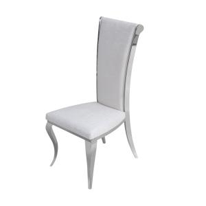 White Leather SS Dining Chairs Apartment Stainless Steel Metal Furniture