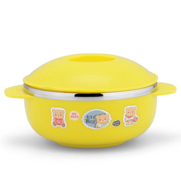 2016 new style stainless steel 201 and PP yellow color kitchenware for children