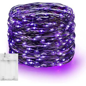 Purple Bright Copper Wire Battery Operated Waterproof Lights Christmas