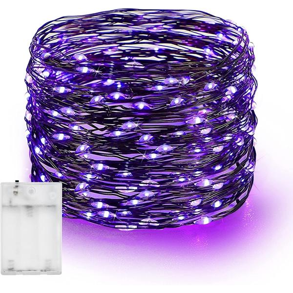 Purple Bright Copper Wire Battery Operated Waterproof Lights Christmas