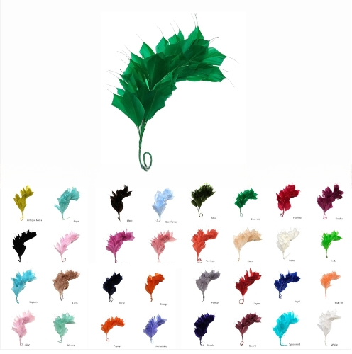 Dyed Millinery Supplies Stripped Goose Feather Flower Mount with Wire Accessory