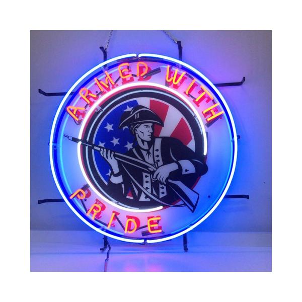 Decoration Custom Real Glass Tube Acrylic Printing Metal Frame Neon Sign Armed With Pride Vivid Neon Sign