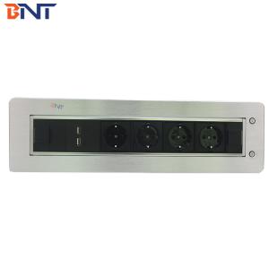 Office 2 pin round EU power hidden table mount socket outlet with usb charger